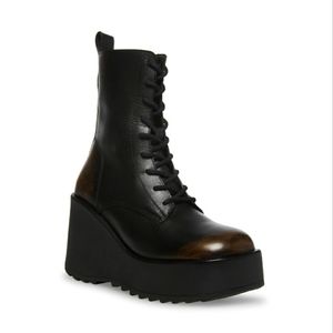 Steve Madden PROMISE Platform Boots Black Distressed